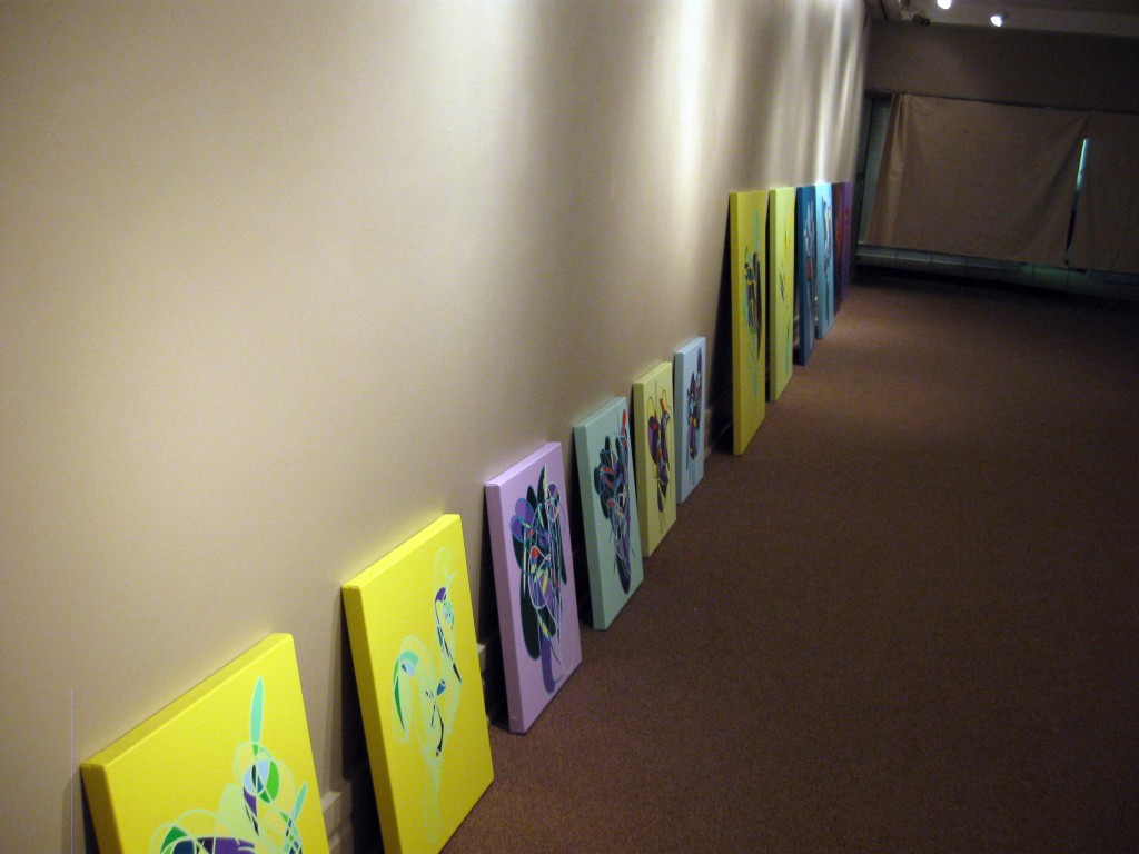 10.06.11 Paintings spaced ready to hang