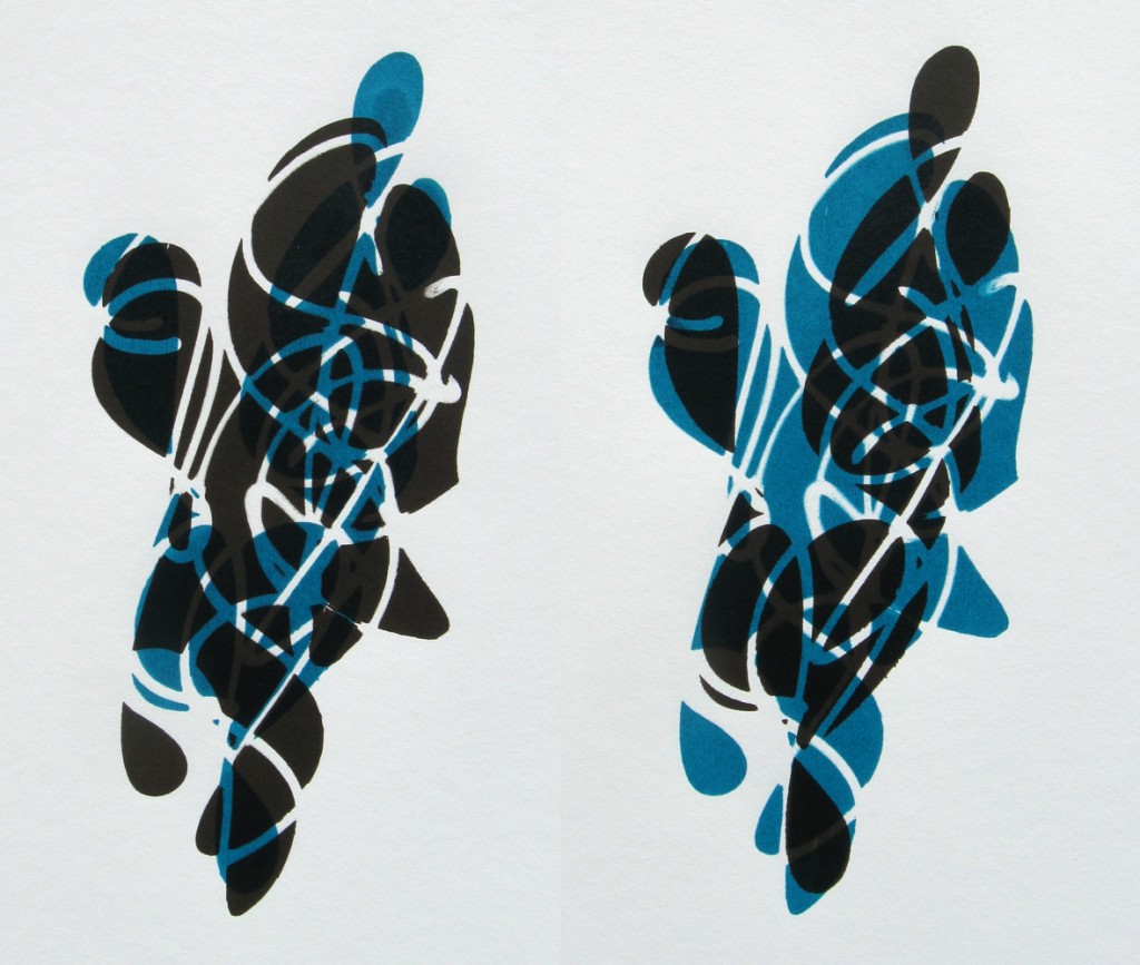 03-11-12 Two Figures in Raw Umber and Turquoise
