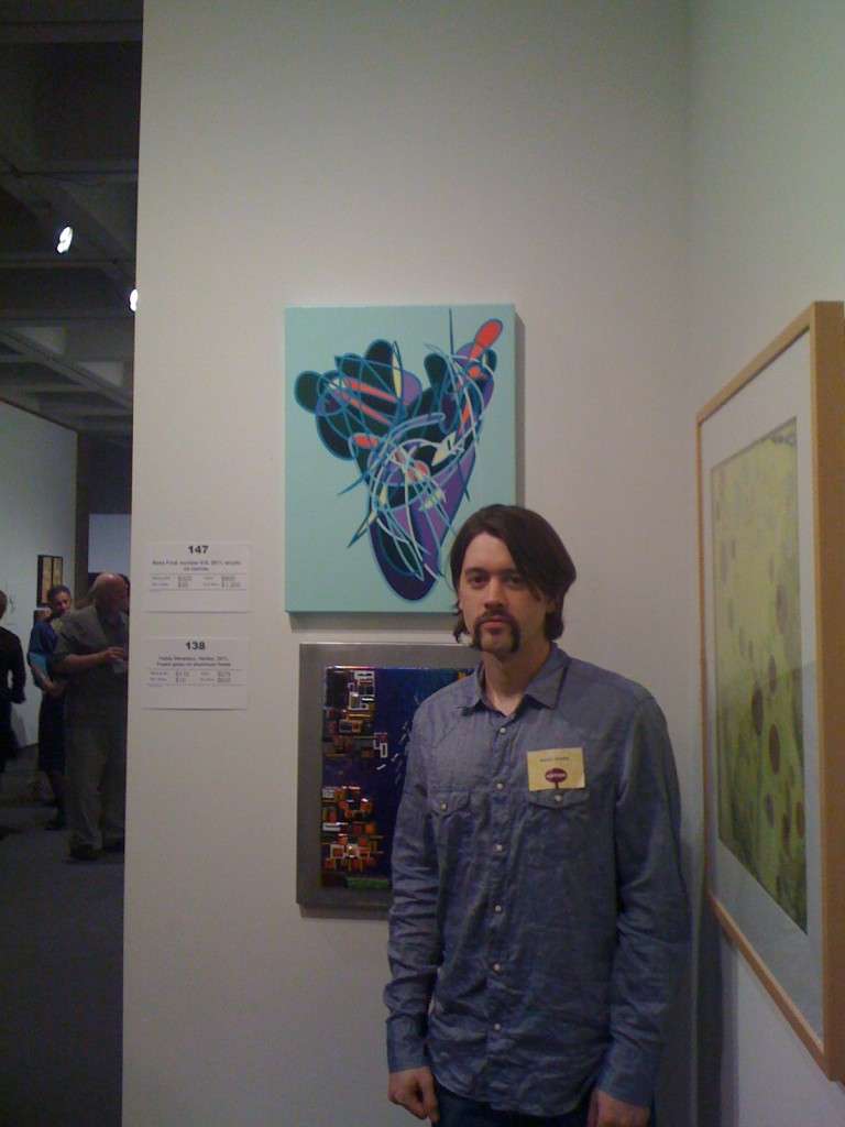 Me and my Mustache posing with my painting at the North Carolina Museum of Art